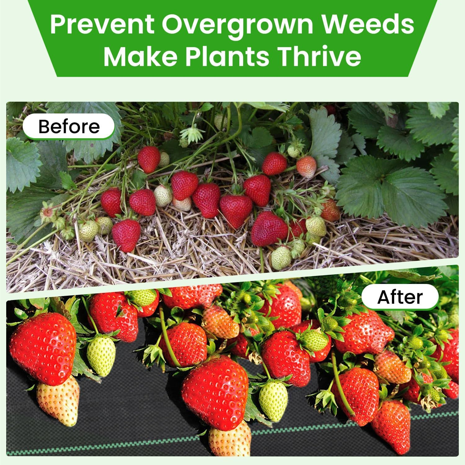 1.2 M X90M Weed Barrier Fabric, 3.2Oz Landscape Fabric, Durable Weed Barrier Fabric Heavy Duty with 20 U-Shaped Securing Pegs for Landscaping Weed Blocker Garden Bed Cover, Commercial Driveway