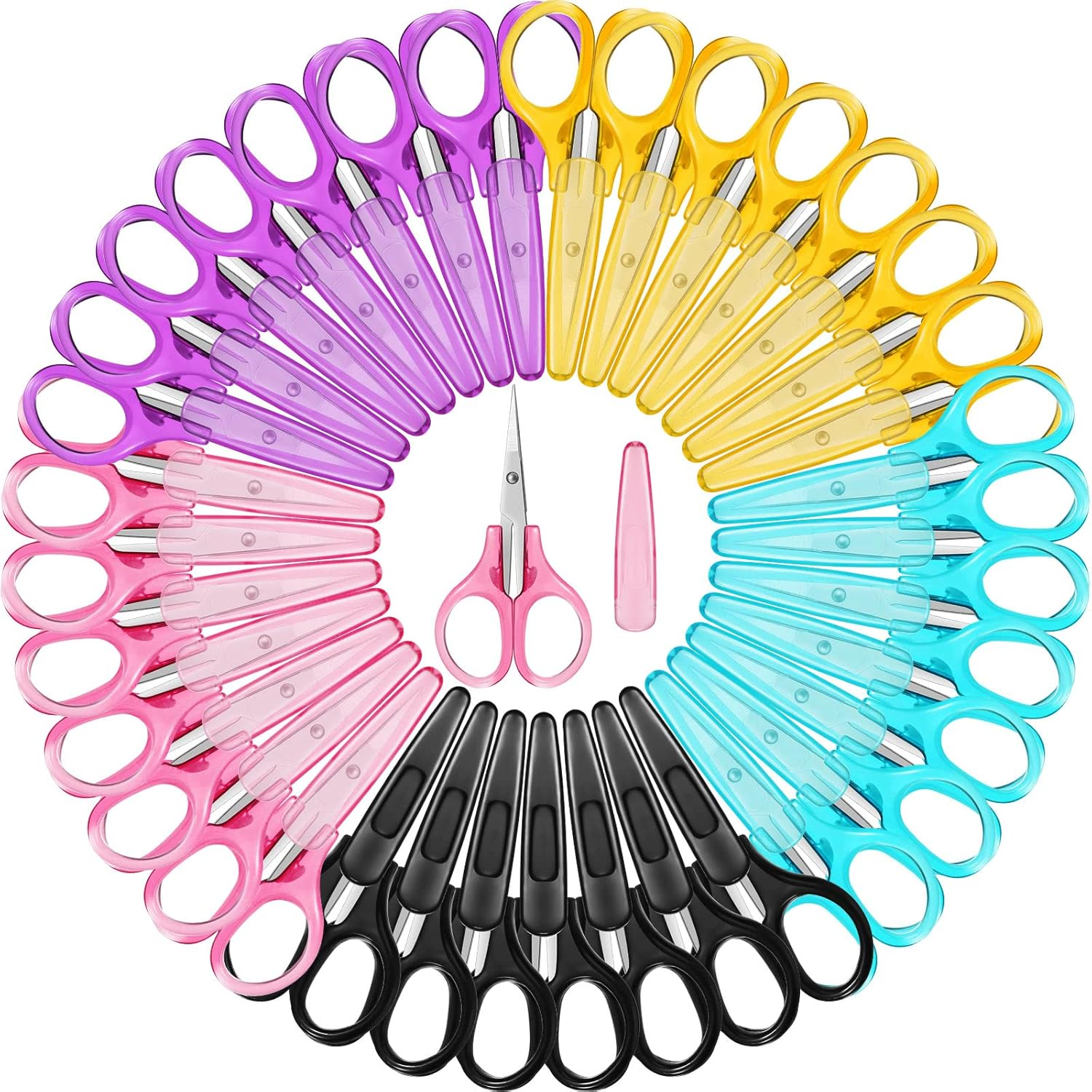 72 Pcs Embroidery Scissors Set Small Craft Scissors for School Kids Lightweight Detail Stainless Steel Scissor with Protective Cover Straight Tip for DIY Sewing Student Office Teacher Art Supplies image number 6