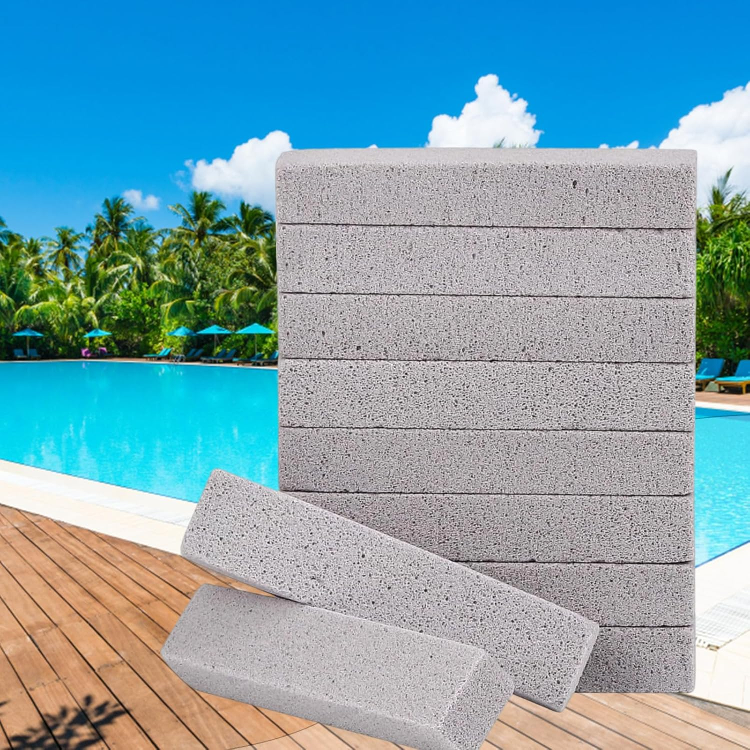 Pumice Stone Toilet Bowl Cleaner - Hard Water Pumice Cleaning Stone | Pool Stones | 10 Pieces Abrasive Blocks | Heavy-Duty Non-Scratch for Shower Tile Bathtub Seam Grout Oven Glass image number 2