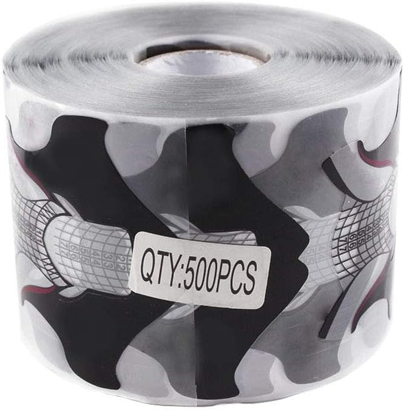 Beauty Leader 500 Pcs/Roll Nail Form Stickers Clear Nail Art Guide Form Acrylic UV Gel Tips Extension (Black Butterfly Design)