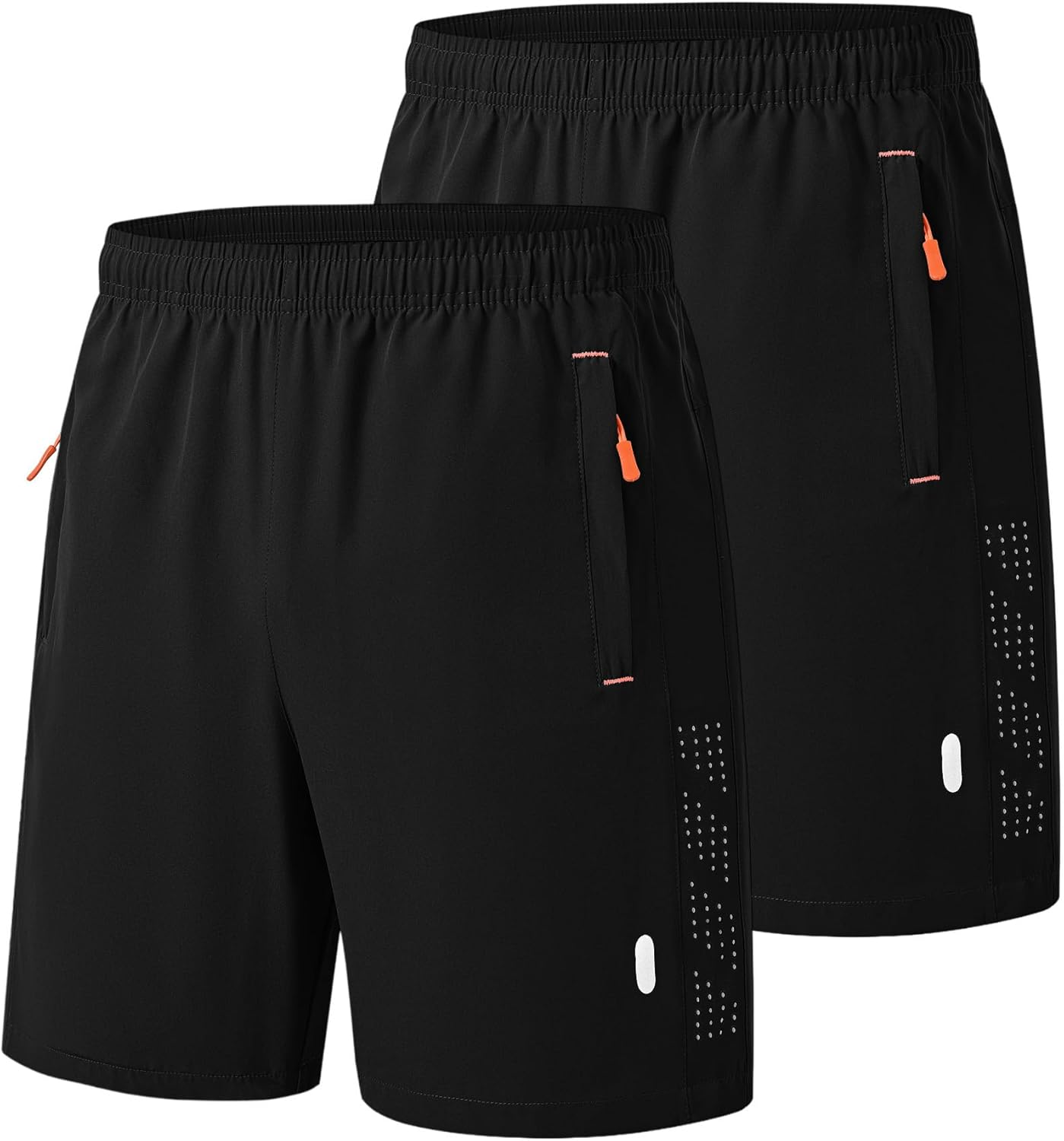 RBYEKP 2 Pack Men'S Sport Shorts Pack Zip Pockets Gym Training Jogging Shorts for Men Athletic Lightweight Elastic Waist