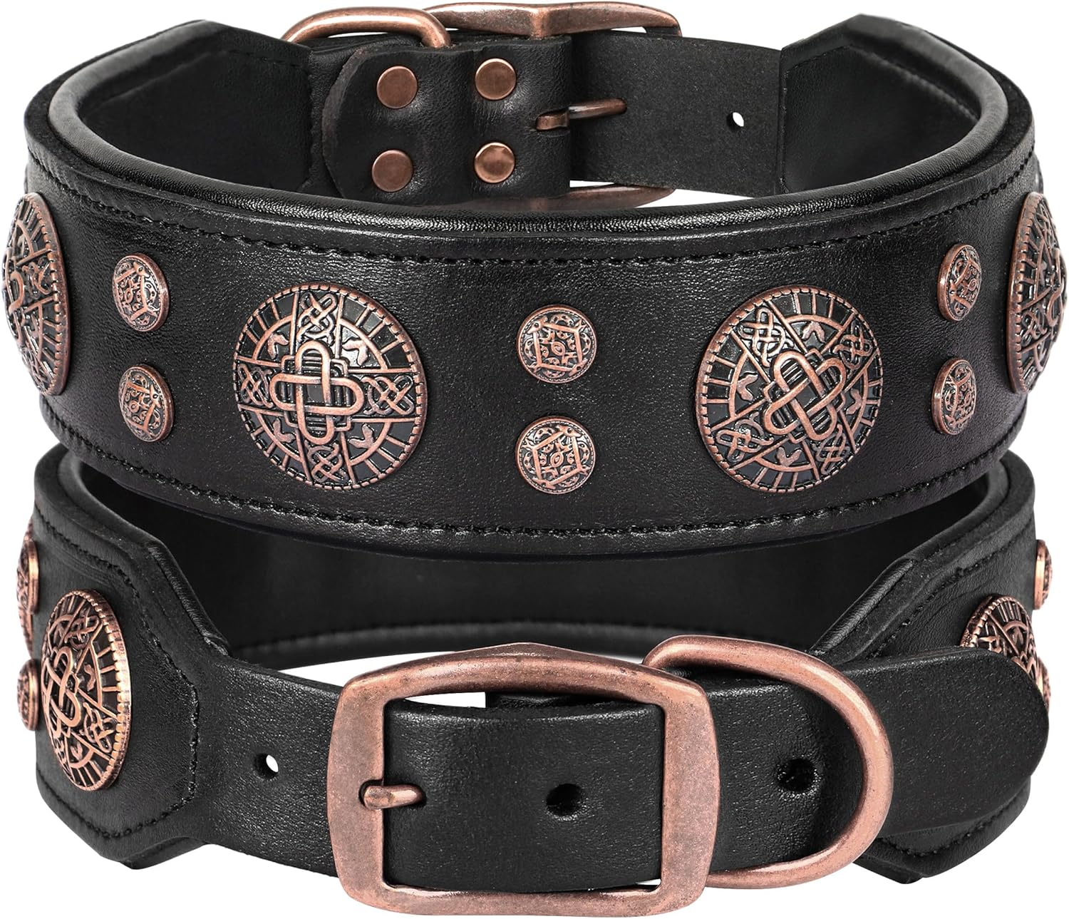 Didog Genuine Leather Dog Collar Wide Soft Durable 2" Wide Luxury Durable Dog Collar for Medium Large Dogs, Black, L image number 2