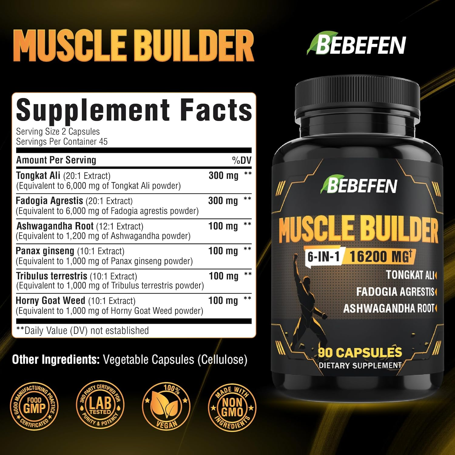 6In1 Muscle Builder - 90 Capsules - 45 Day Supply