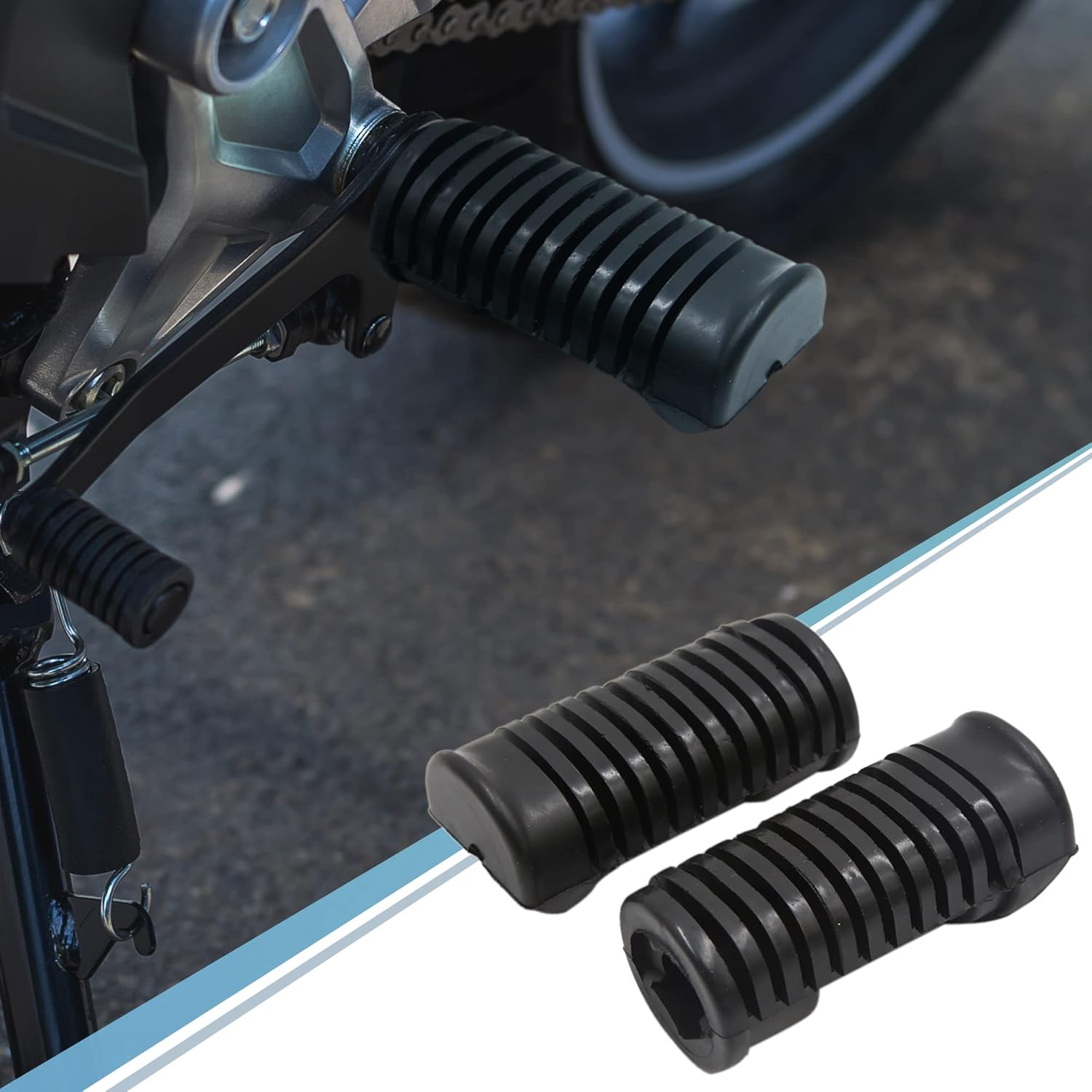 Uxcell 1 Pair 16Mm 19Mm Rubber Motorcycle Footrest Footpeg Foot Rest Peg Bike Bicycle Cycling Black for CG image number 5