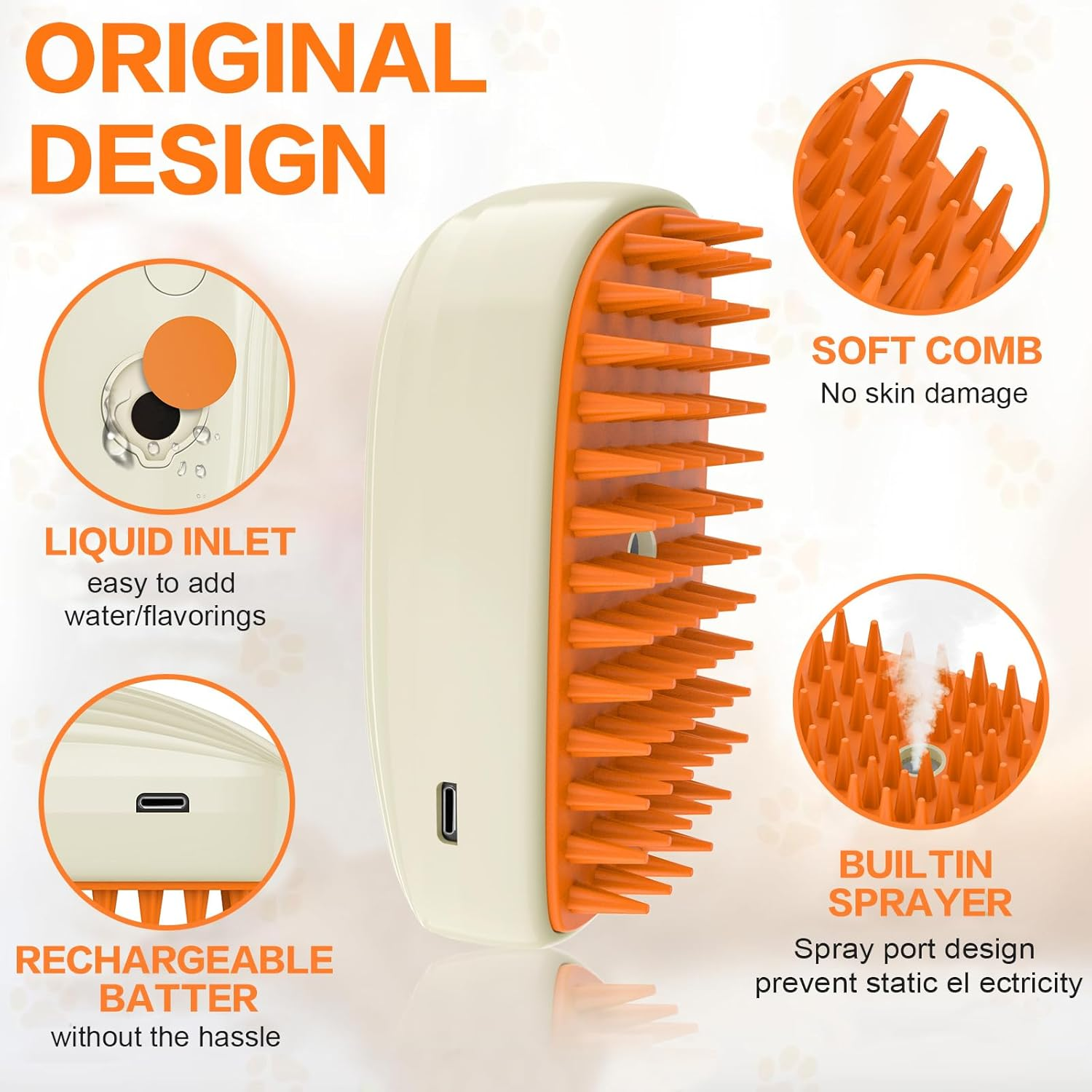 Cat Brush with Steam, 3-In-1 Steam Brush Cat Steamy Brush Cat Steam Brush for Cats with Spray Cat Brush with Water Cats Steam Brush Care Brush for Cats and Dogs for Hair Removal image number 6