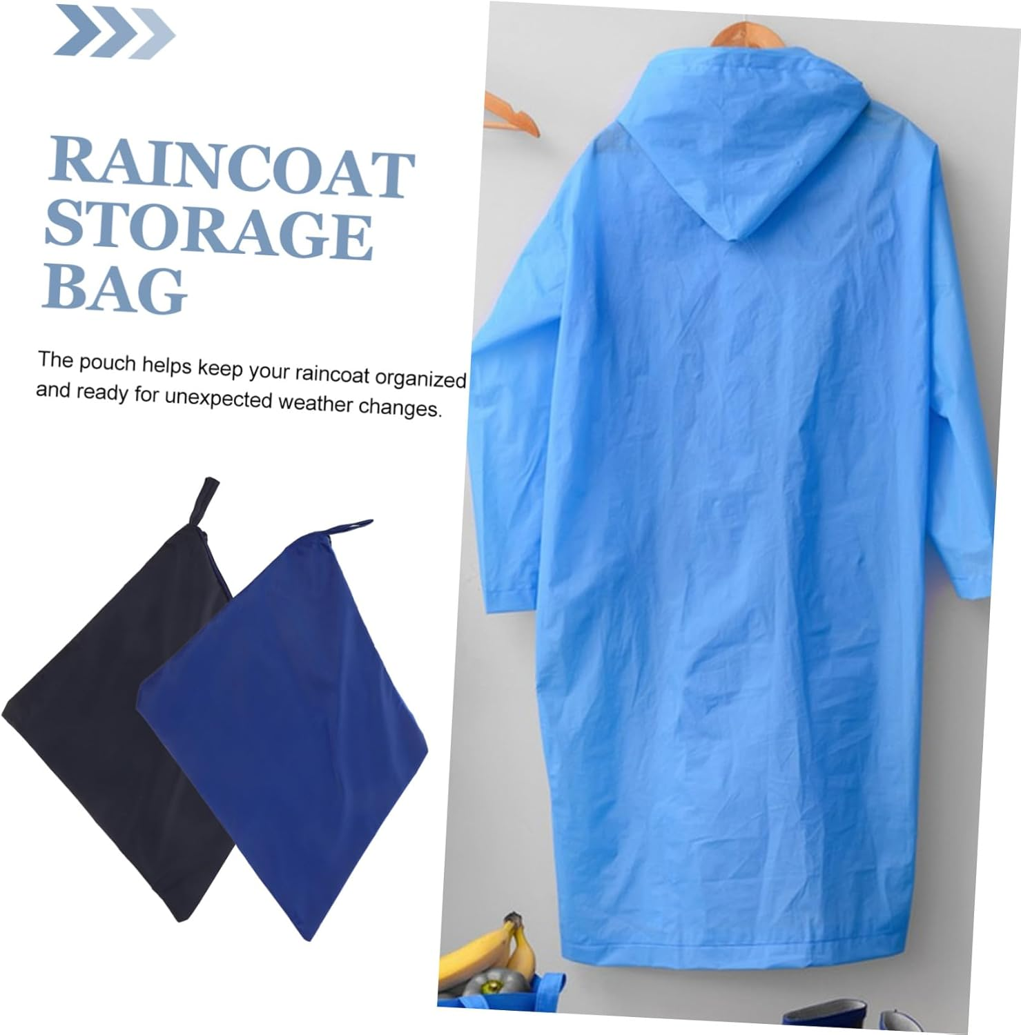 VALICLUD 2Pcs Raincoat Carrying Storage Pouch Case Bags for Cycling Hiking Camping Travel Packable Weatherproof Garment Bag image number 3
