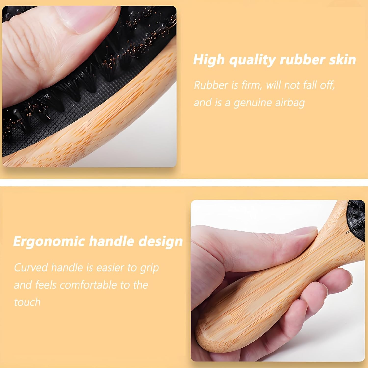 100% Natural Bristle Hair Brush | Eco-Friendly Brush Hair for Women, Men & Kids | Massaging, Detangling Hair Brush for All Hair Types | Enhances Shine,Slick Back Burshes,Bamboo Hair Brush image number 4