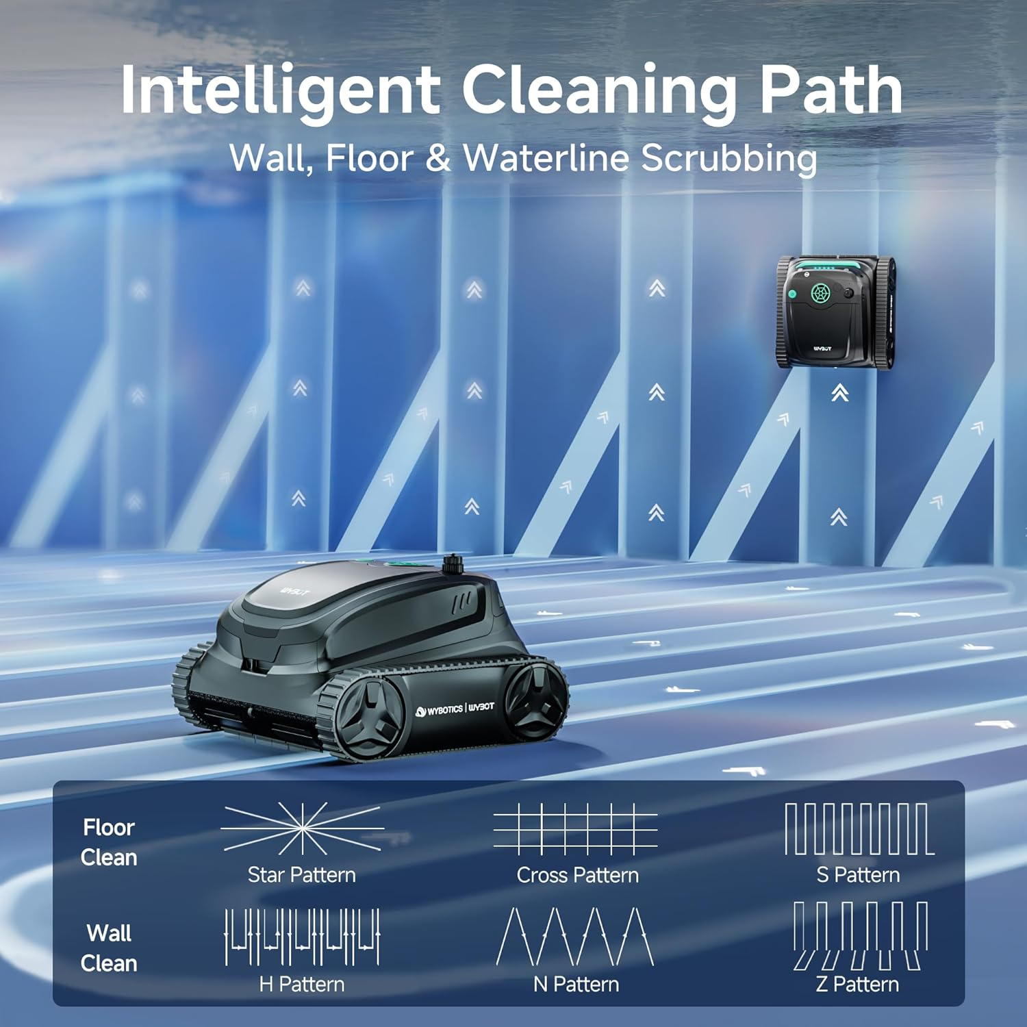 (2025 New) WYBOT S2 Solar Automatic Robotic Pool Vacuum Cleaner, Smart Auto Parking, Dual Charging Modes, 3D Adsorption System, Brushless Motor, App Control, for In-Ground Pools up to 3,229 Sq.Ft image number 5