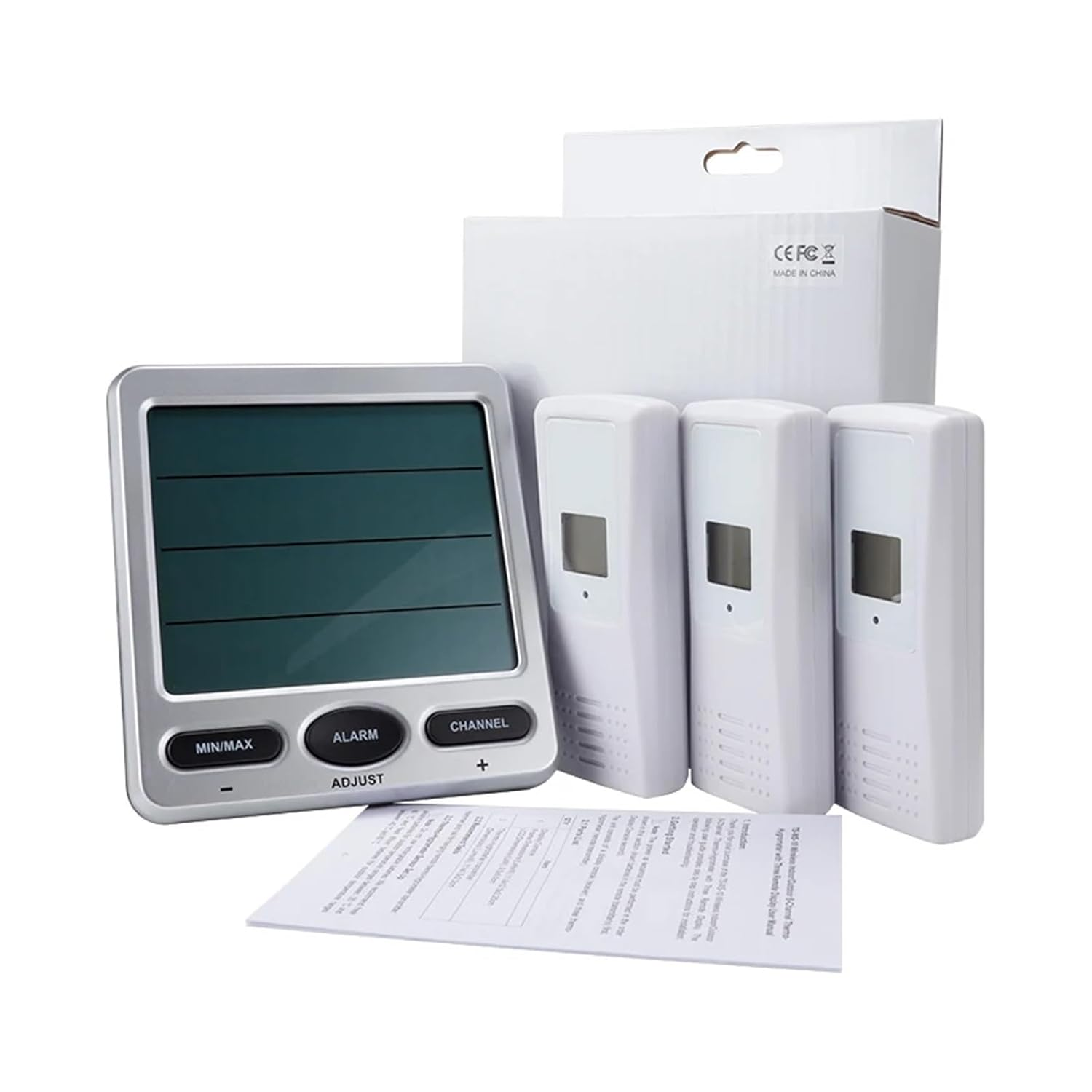 Wireless Weather Station Household Big LCD Indoor Outdoor Real Time Temperature Humidity Trend Monitor Limit Alarm 3Pcs Sensors image number 2