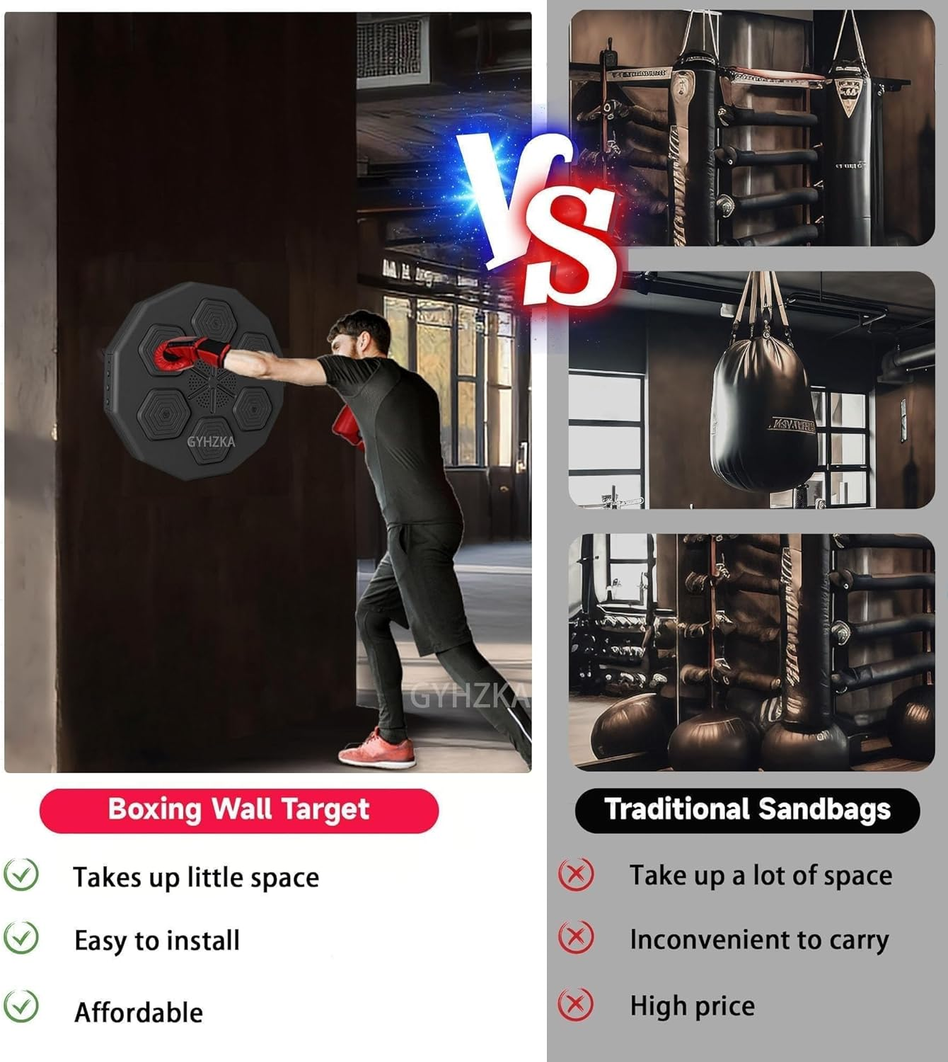 Smart Music Boxing Machine,Yueme 9 Training Modes Led Boxing Machine,Can Play Music and Connect to Bluetooth Music Boxing Machine Wall,For Home Exercise image number 2