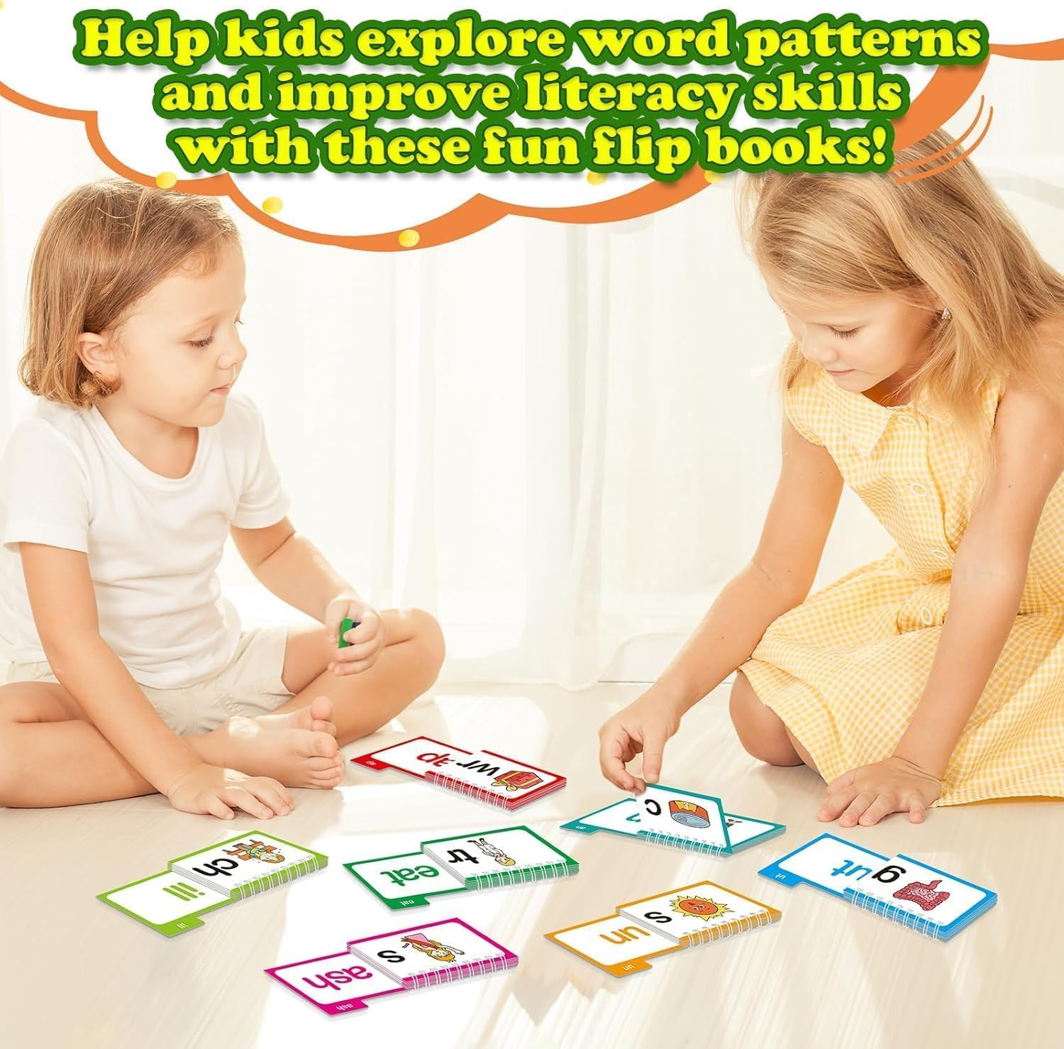 30 Read and Rhyme Flip Books, Word Family Flip Books, Reading Flip Book, ABC Vocabulary Flashcards, Learn to Read Phonics Flash Cards, Educational Reading Games (1 Set) image number 5