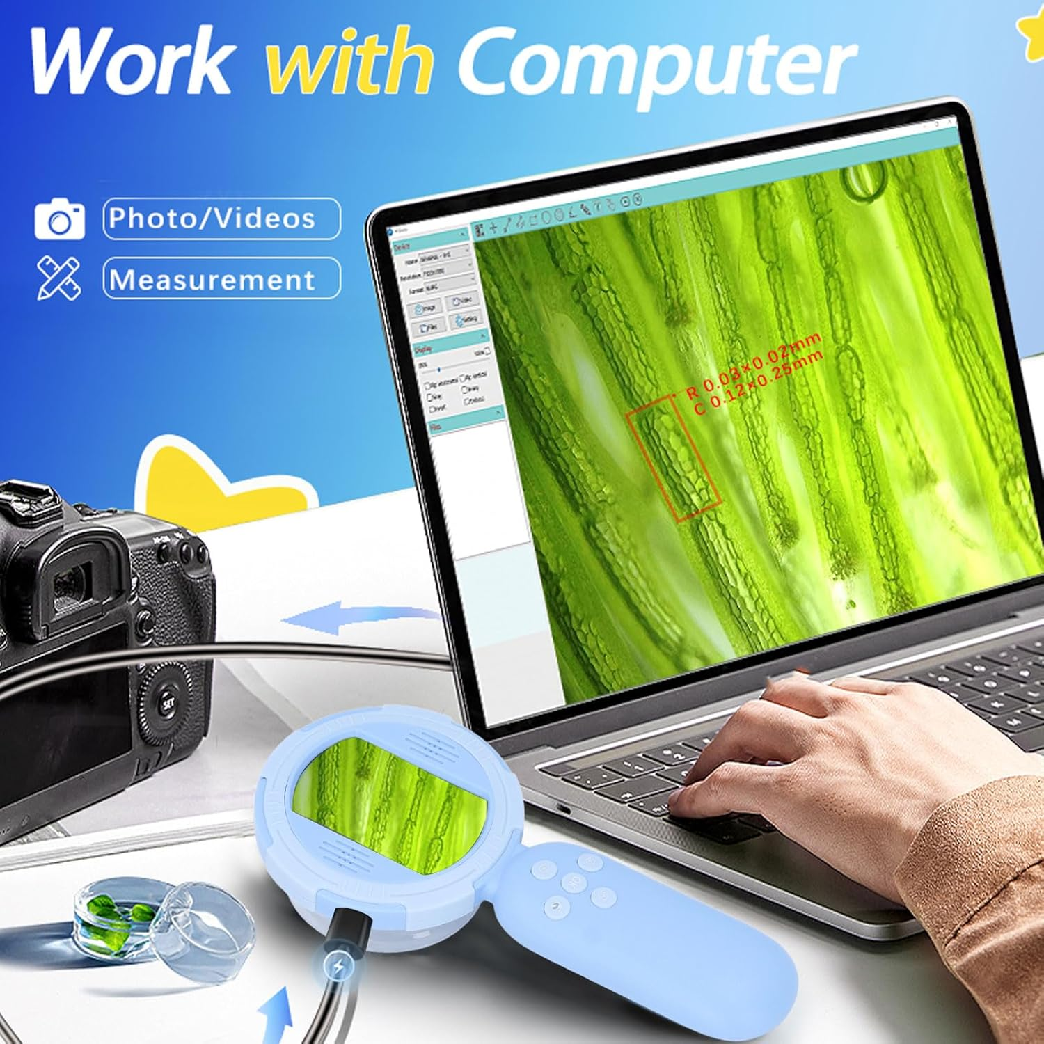 Digital Microscope for Kids - Portable Pocket Magnifier with 2" IPS Display, 100X Magnification, 8 LED Lights, USB Connection to PC, Compatible with & Mac image number 2