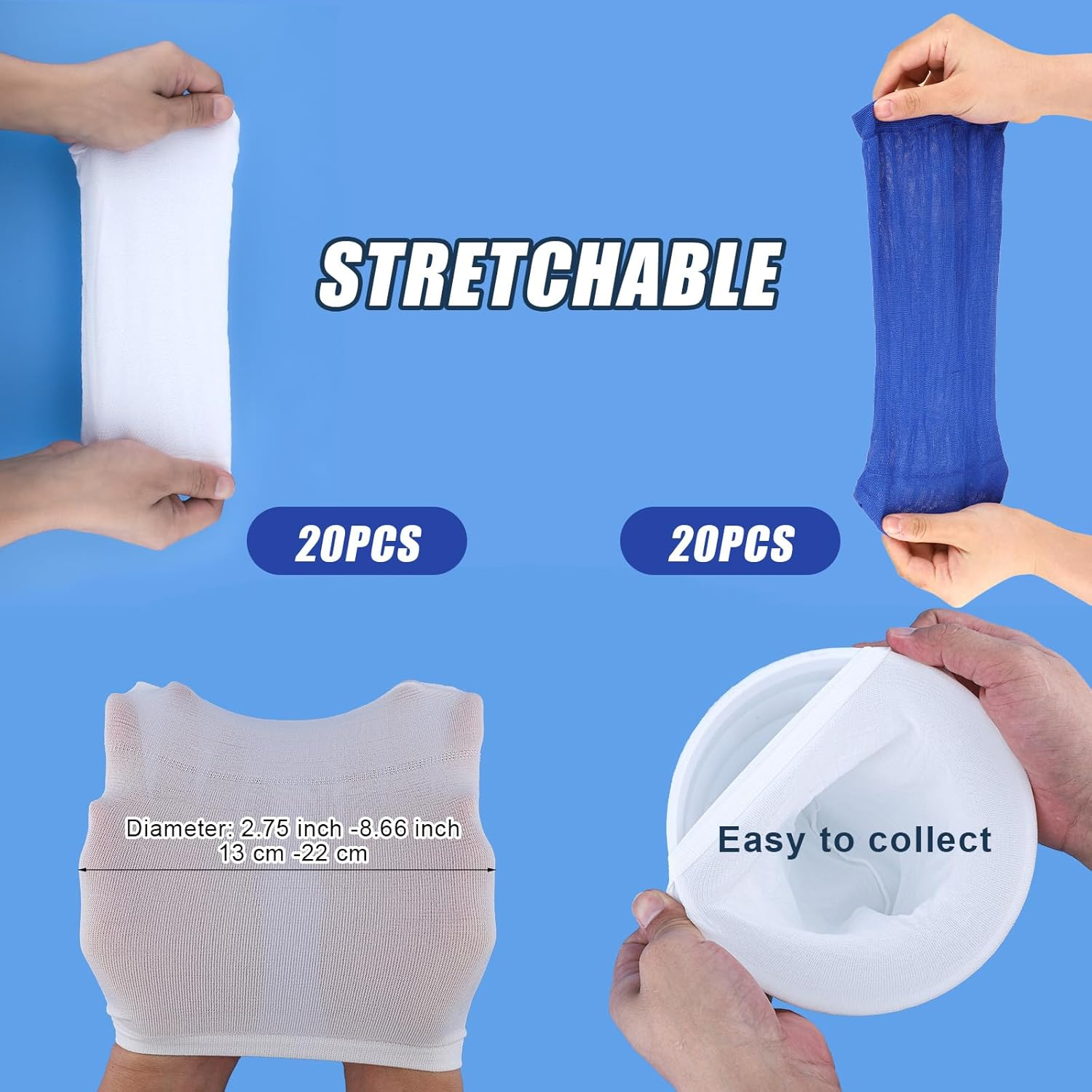 40Pcs Pool Skimmer Filter Socks, Stretchable Skimmer Basket Net Filter Socks for Swimming Pool Leaves Impurities Fine Sand Debris & Other Sundries (White, Dark Blue) image number 3