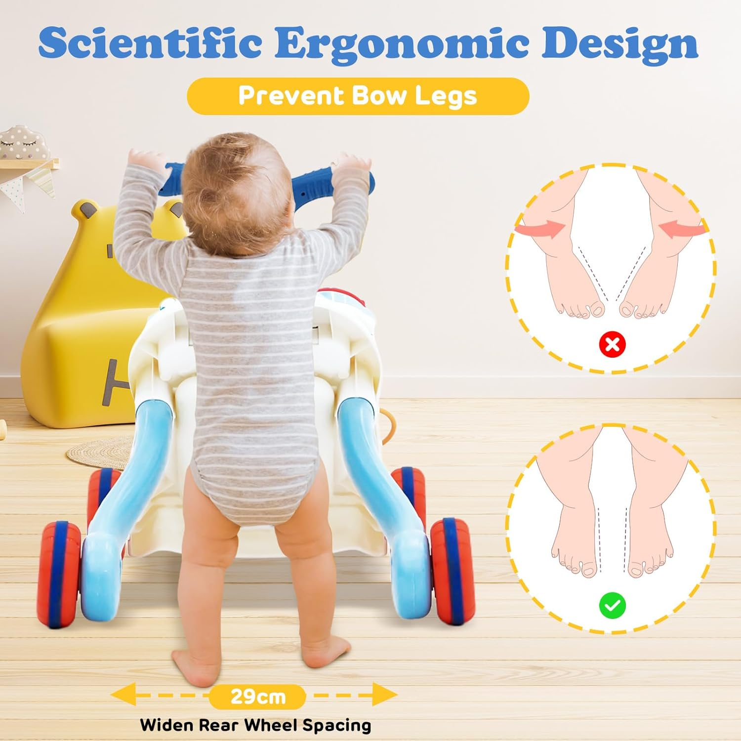 2 in 1 Baby Walker, Educational Baby Activity Center with Detachable Game Panel, Toddler Push Toy with Music Learning Toy for Infant Boys Girls image number 4