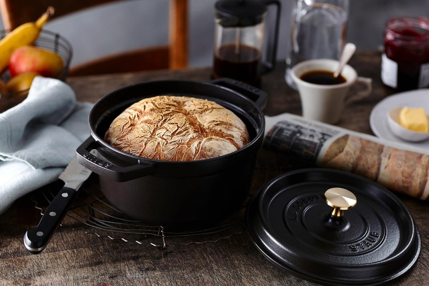 Staub La Cocotte round 40509-480 Pico Cocotte round Black 6.3 Inches (16 Cm) Small, Both Handed Casting, Enameled Pot, Induction Compatible, Japanese Authentic Product image number 2
