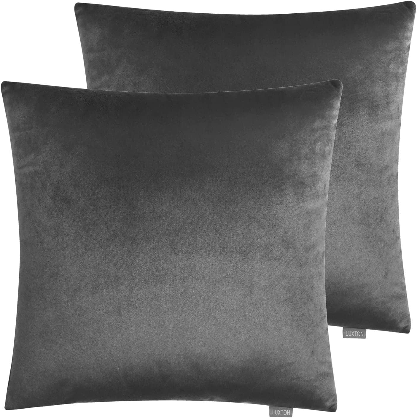 Set of 2 Luxton Velvet Square Cushion Covers Orange, Solid Plain Orange Decorative Throw Pillow Covers for Bedroom Lounge Sofa (45X45Cm, Orange) - Aqua Blue image number 5