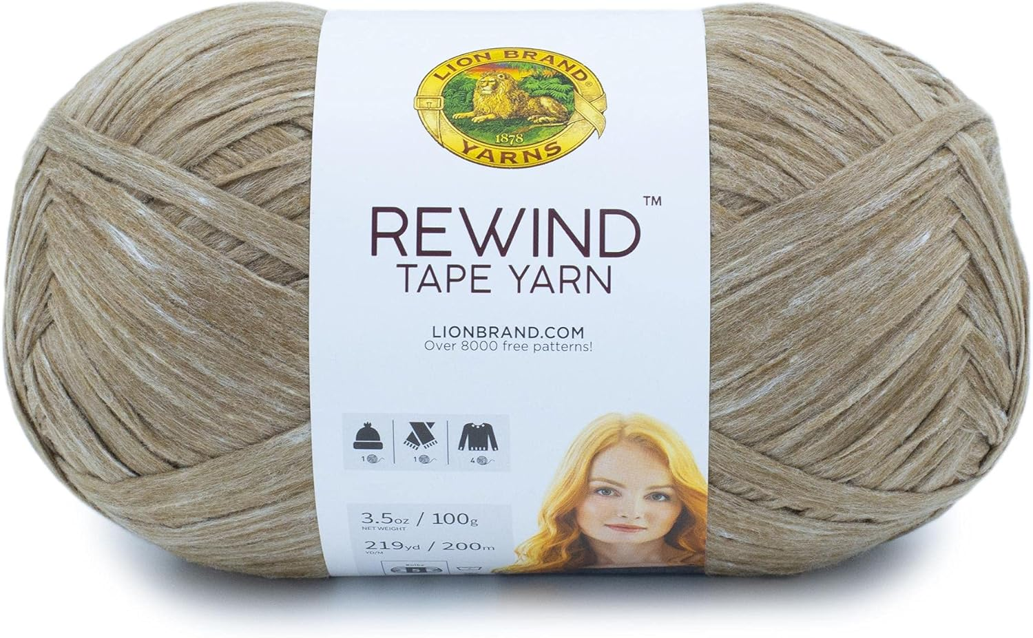 Lion Brand Yarn Rewind Yarn, Yarn for Knitting and Crocheting, Craft Tape Yarn, 1-Pack, Mahogany Rose, 657 Foot (Pack of 1)