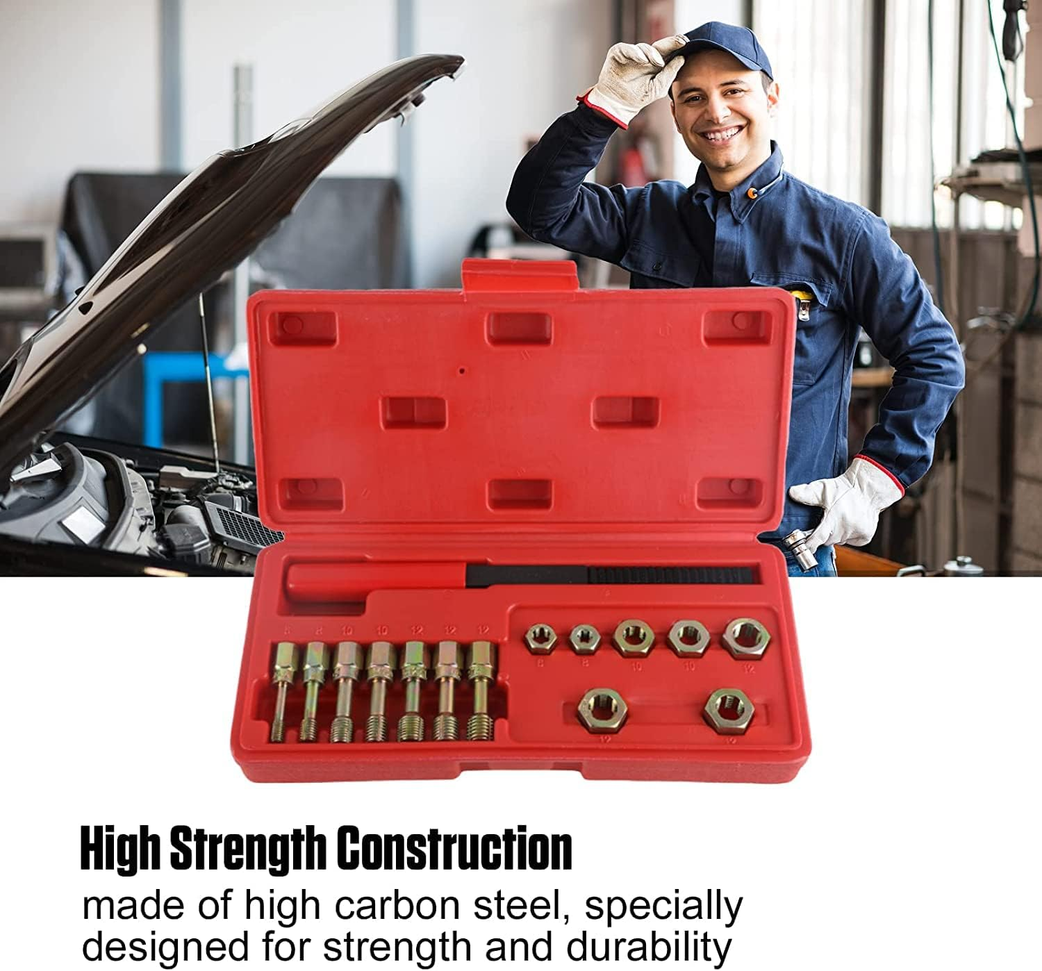 15PCS Metric Thread Chaser Set, Universal Metric Thread Restorer Kit with 7 Taps Thread Chaser Set, 7 Dies and 1 Thread File Rethreading Kit Thread Repair Kit image number 2