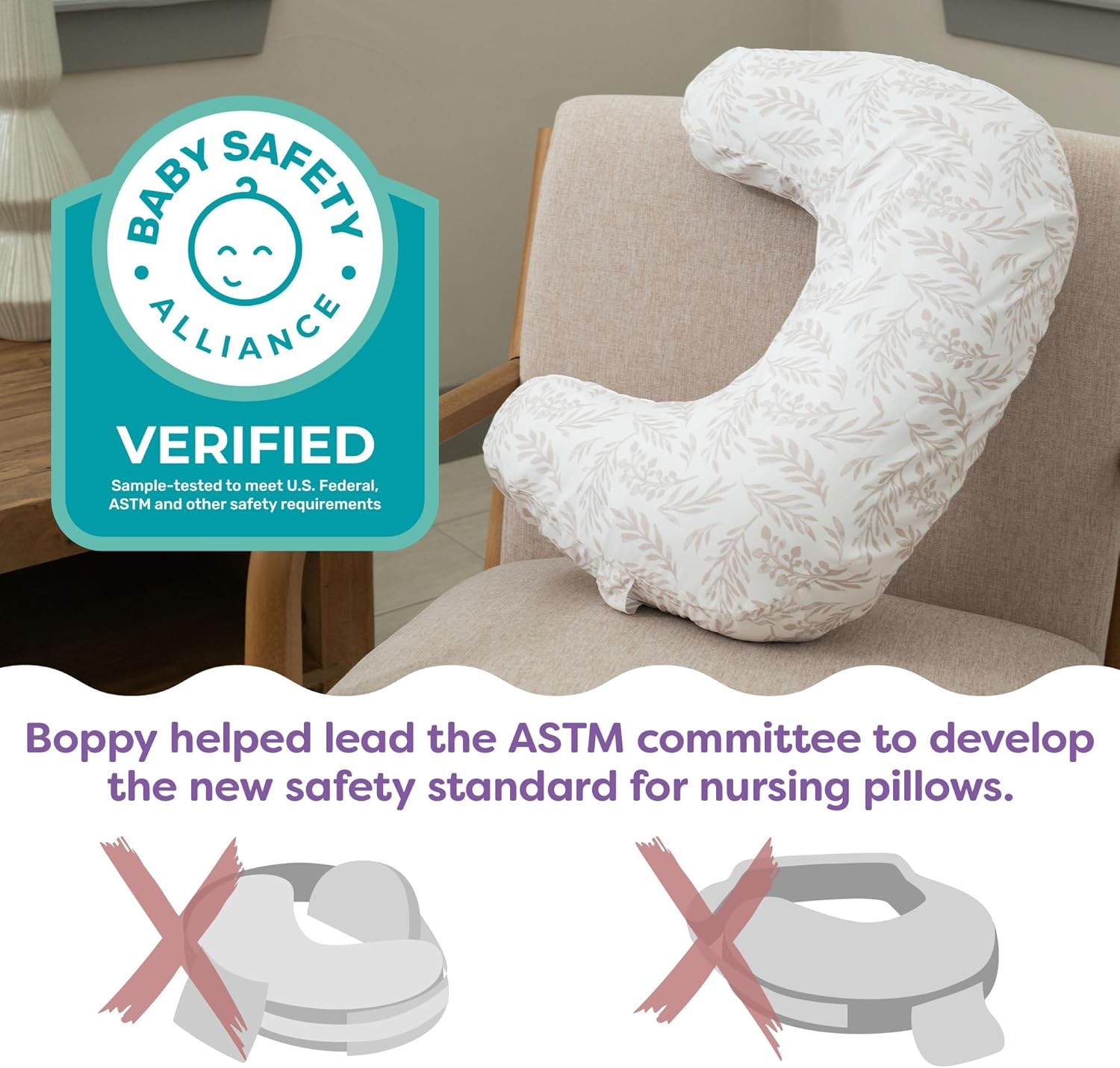 Boppy Nursing Pillow - Ergonomic Bottle & Breastfeeding Pillow with High, Firm, Large Area, Water-Repellent Cushion with Washable Cover; Baby Safety Alliance Verified - Colorful Forest Animals image number 6