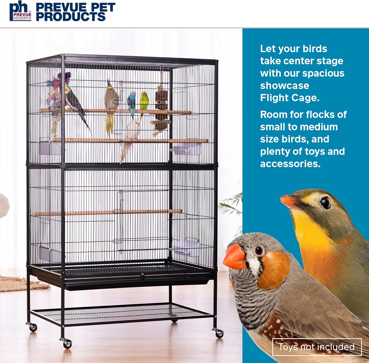 Prevue Pet Products Wrought Iron Flight Cage with Stand F040 Black Bird Cage, 31-Inch by 20-1/2-Inch by 53-Inch image number 4