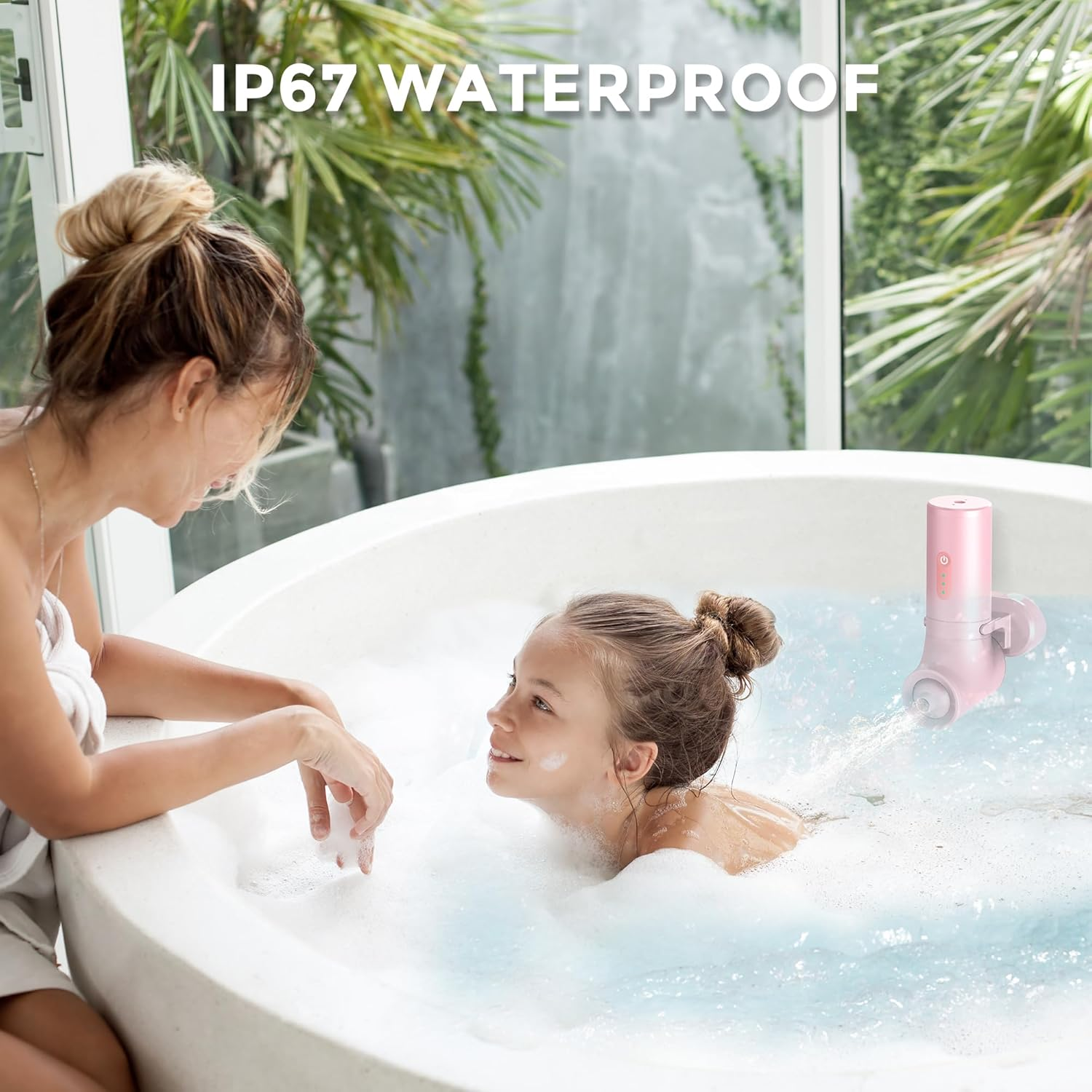 Bath Jets for Tub, Portable Jet Spa for Bathtub, Bubble/Jet Mode, 3-Level Adjustable, Idea Gift Bath Spa for Gifts for Women (Powder Pink) - Blue image number 6