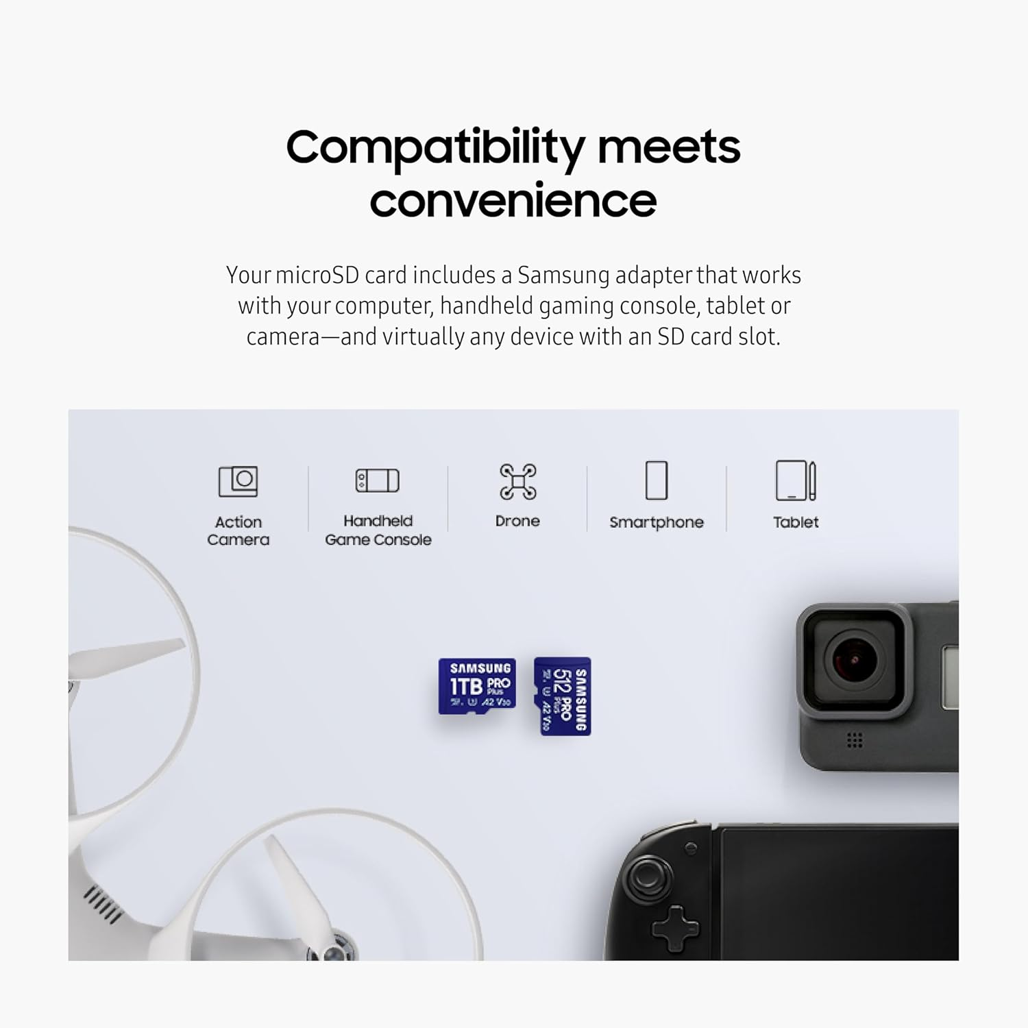 Samsung PRO plus Microsd Memory Card + Adapter, 1TB Microsdxc, up to 180 Mb/S, Full HD & 4K UHD, UHS-I, C10, U3, V30, A2 for Android Phones, Tablets, Gopro, DJI Drone, MB-MD1T0SA/AM, 2024 image number 1