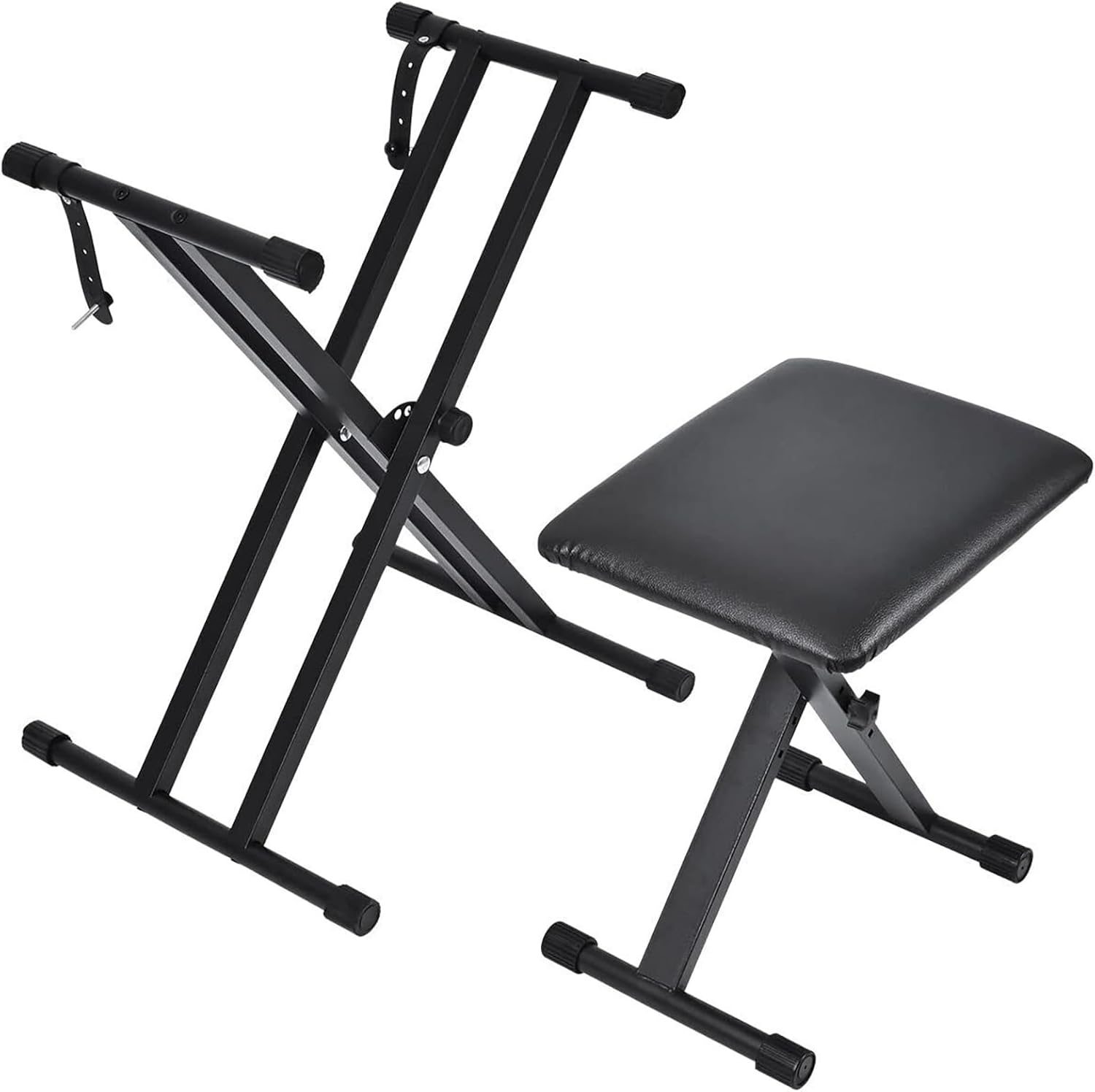 Provecta Adjustable Music Keyboard Stand & Piano Stool X-Shaped Bench Seat Set image number 2