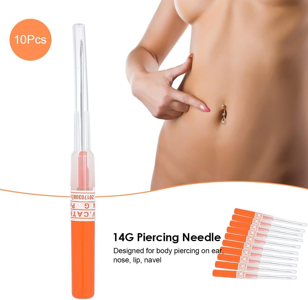 10Pcs 14G Disposable Piercing Needles - Sterile Stainless Steel Body Piercing Needles for Ear and Nose Piercings, Tattoo Accessories image number 2