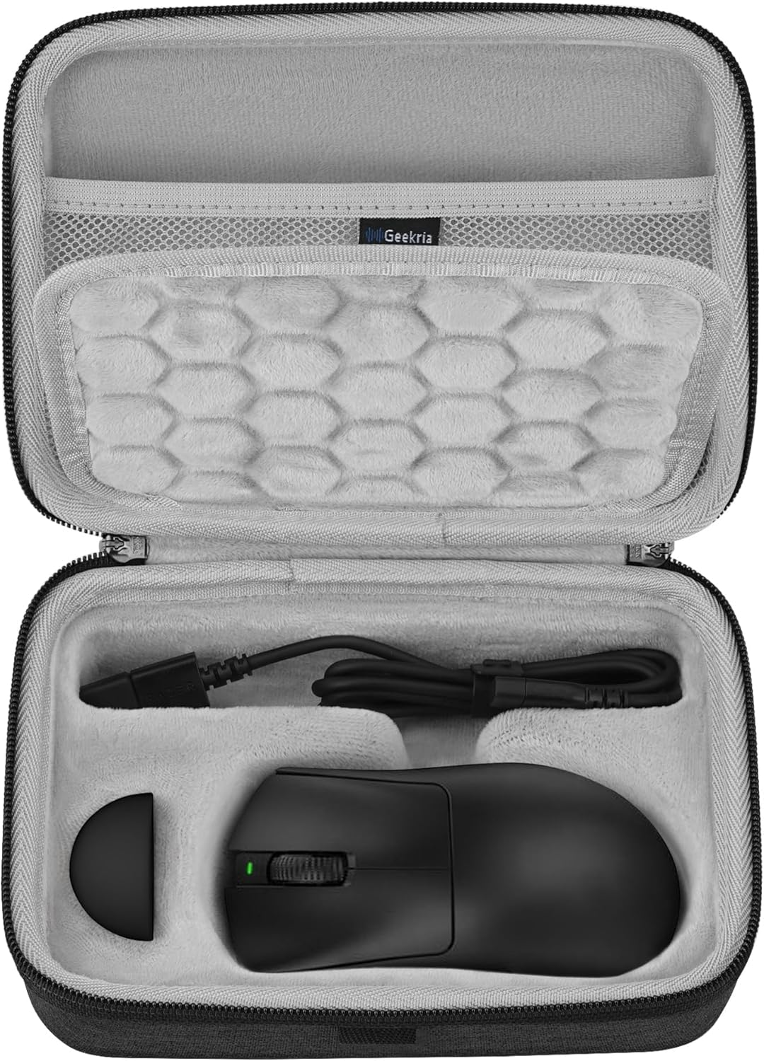 Geekria Mouse Carrying Case, Compatible with Razer Deathadder V4 Pro/Deathadder V3 Pro/Deathadder V3 Wireless, EVA Hard Shell Protective Travel Bag (Dark Gray)