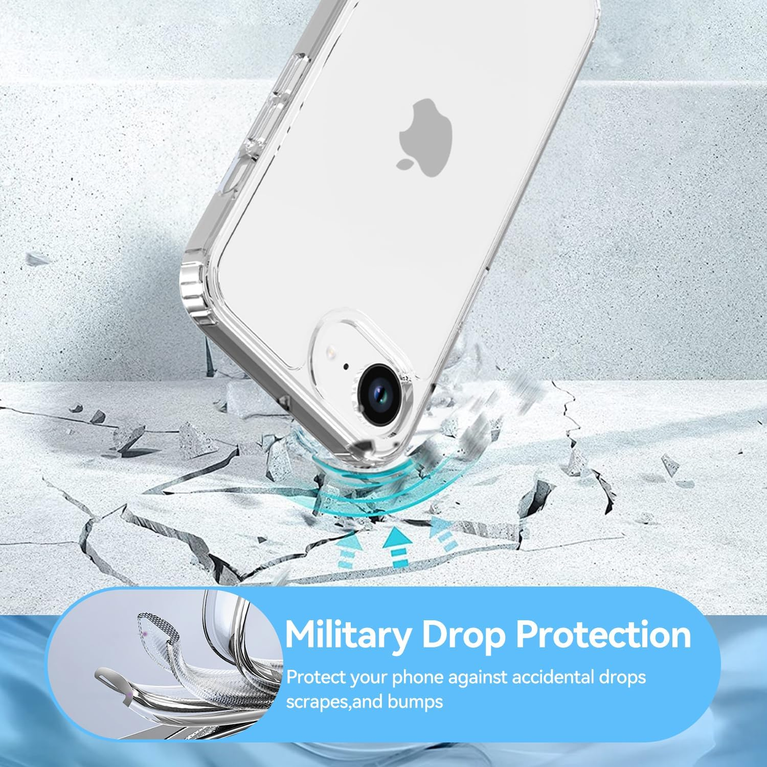 T Tersely Crystal Clear Case for Iphone 16E 2025(6.1-Inch), [Anti-Yellowing] Hard Back Slim Shockproof Bumper Anti-Scratch, Suitable for Wireless Charging image number 5