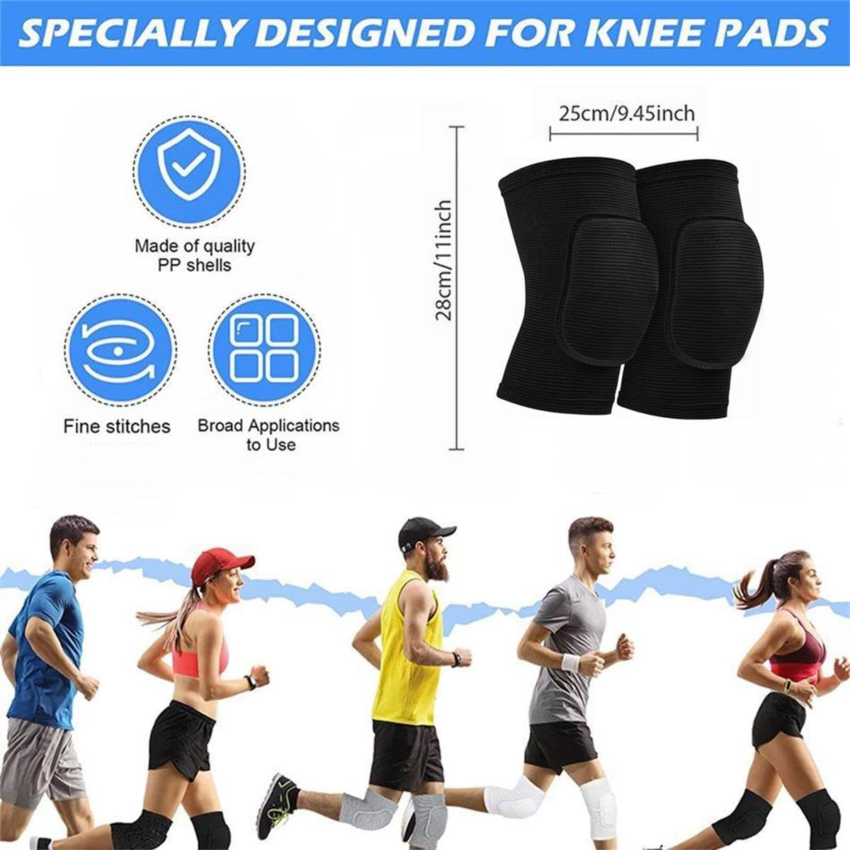 Knee Pads for Women & Men - Soft Breathable Knee Brace for Volleyball Basketball Football Dance Yoga Gym Skating Tennis Running Cycling Workout Climbing (M)