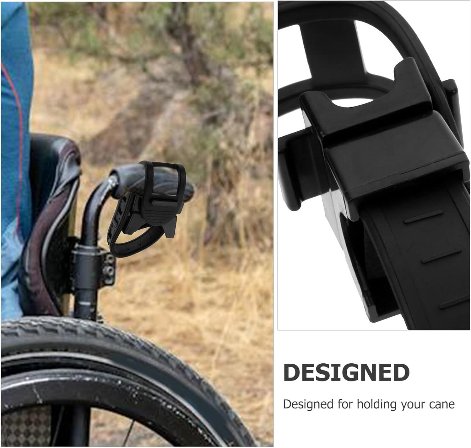 CLISPEED 2Pcs Wheelchair Cane Holder Bracket Crutch Rack Attachment for Mobility Scooters Walkers Elderly Users Convenient Cane Storage image number 4