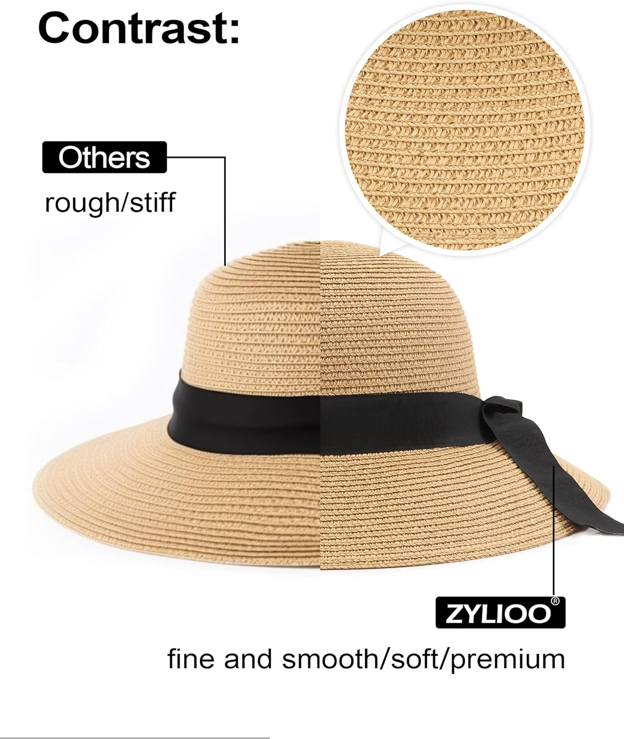 Zylioo XXL Straw Panama Hats Large Summer Beach Sun Hat Big Wide Brim UV Holiday Hat for Men Women image number 5