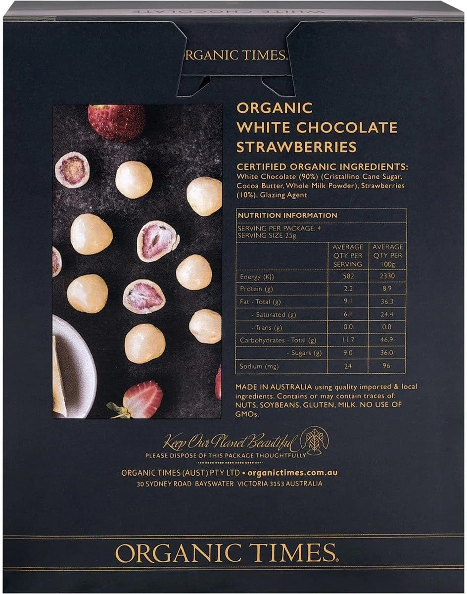 Organic Times White Chocolate Strawberries, 100 G