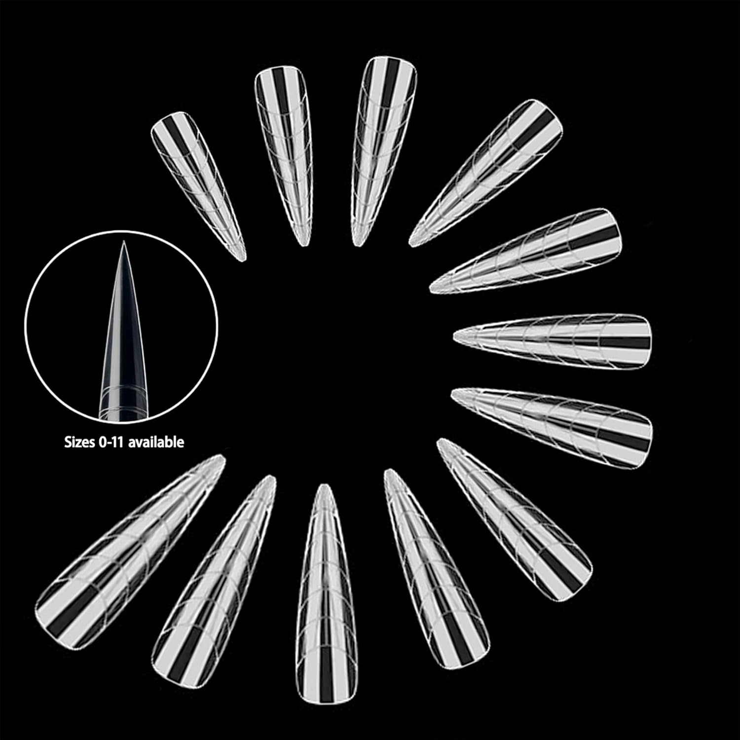 Xiciki Pack of 120 Dual Tips Nails Set, Transparent, Dual Nail Forms with Size Scale for Gel & Acrylic Extension, for DIY, Salon and Nail Art Design