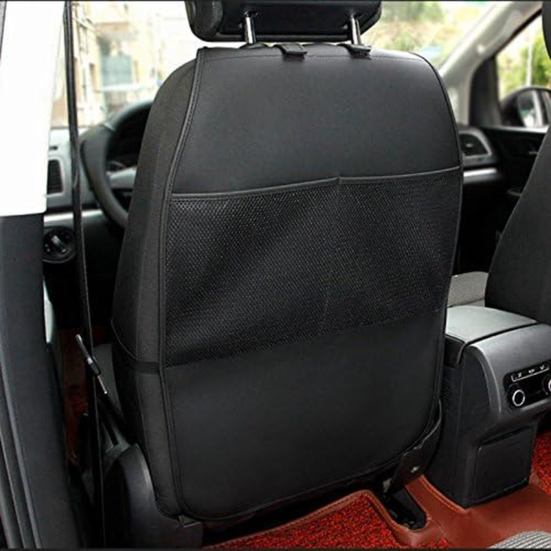 HCMAX 2 Pack Kick Mat Car Seat Back Protector Waterproof Easy to Clean Multifunctional Organizer Storage Bag Travel Accessory PU Leather Black image number 6