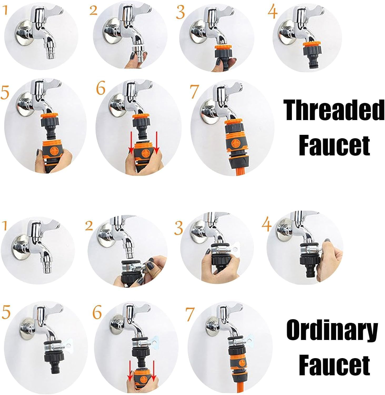 Water Nozzle Set, High Pressure Garden Hose Nozzle with 4 Pcs Quick Connect Adapter for Watering, Multi Garden Hose Spray Gun with 8 Adjustable Watering Patterns for Plants, Garden Hand Spray Nozzle image number 5