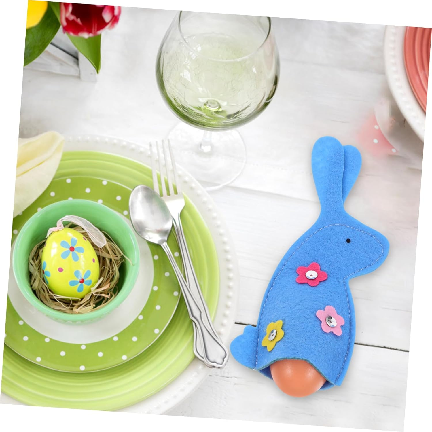 UTHCLO Cute Easter Sleeves Nonwoven Fabric Easter Covers Shape Holders Festive Decor for Easter image number 5