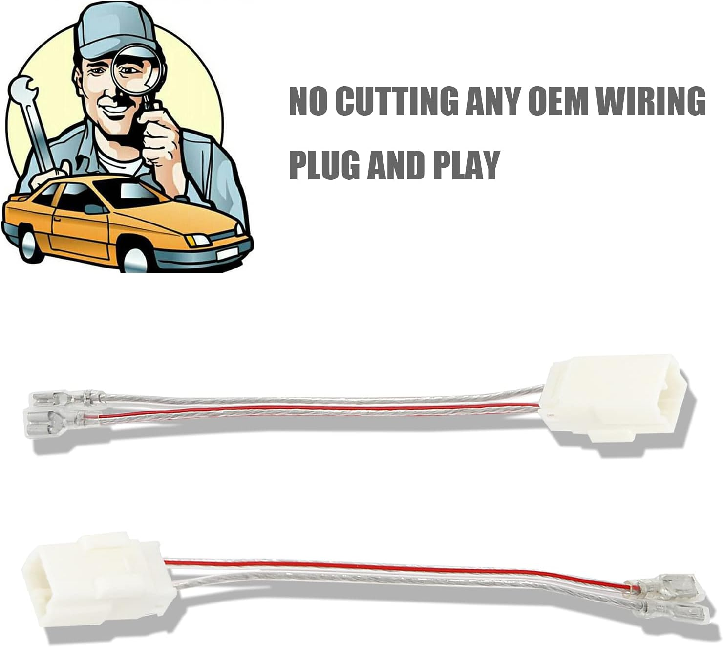 RED Wolf Door Speaker Wiring Harness Adapter 2 PCS Replacement for 2002-2019 Jeep Wrangler JK, Chrysler, Dodge Vehicles Install Aftermarket Front Rear Door Speaker Wire Cable Plug Connector image number 2