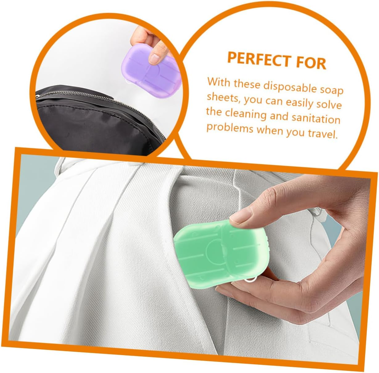 Parliky Portable Travel Soap Sheets 4 Boxes of Compact Hand Cleaning Soap Slices for Outdoor Camping and Travel Random Color