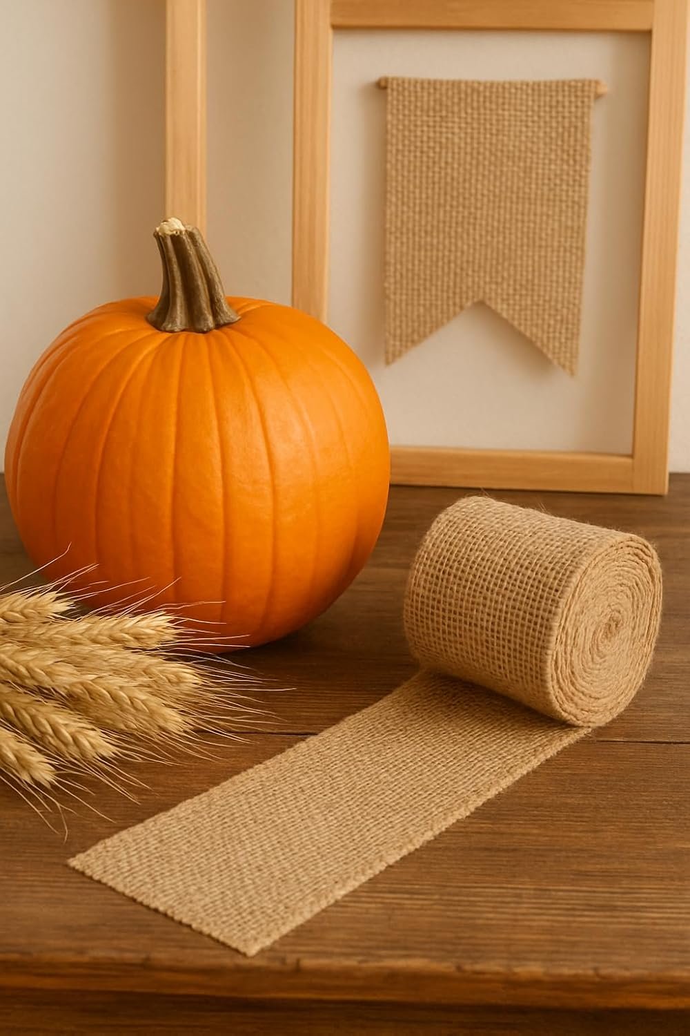 LWR CRAFTS Natural Burlap Ribbon 10 Meters (10Cm) image number 2