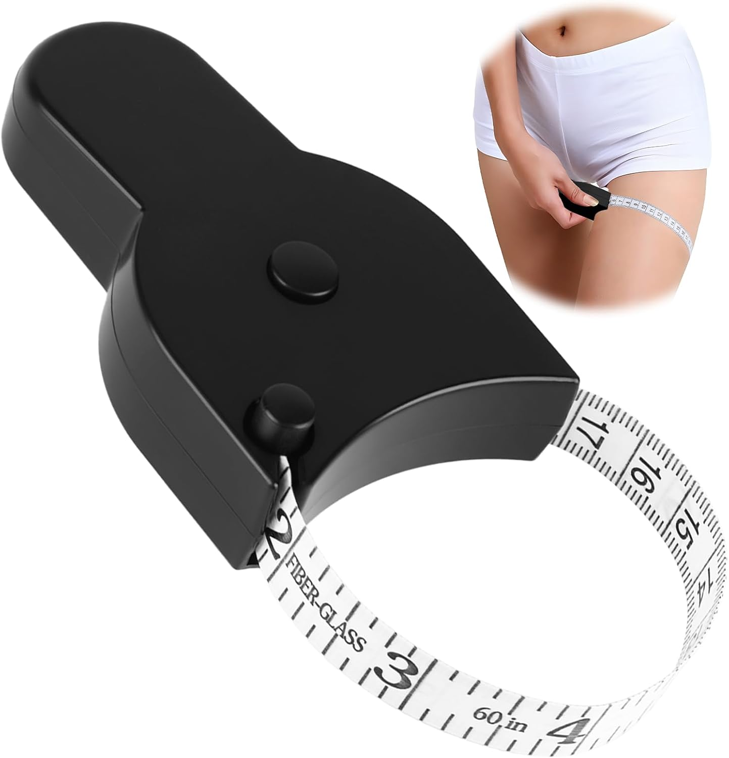 Body Tape Measure, Self-Tightening Rebound Body Measurement Ruler 60 Inches (150Cm), Measuring Tools Suitable for Clothing Customization & Health Management for Tailor Fitness Coaches(Black) (Black) image number 6