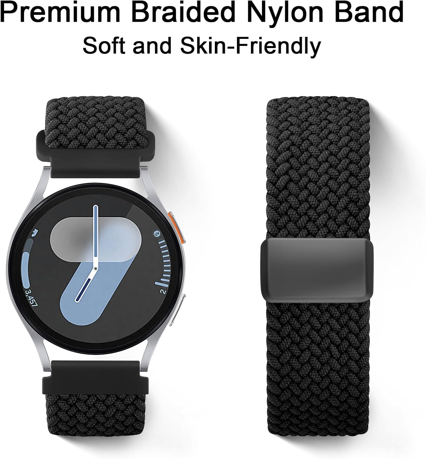 Magnetic Stretchy Band for Samsung Galaxy Watch 7/6/5/4/FE 40Mm 44Mm/Galaxy Watch 6 Classic 43Mm 47Mm/Watch 5 Pro 45Mm/Watch 4 Classic 42Mm 46Mm, 20Mm Soft Elastic Adjustable Wristbands Strap image number 4