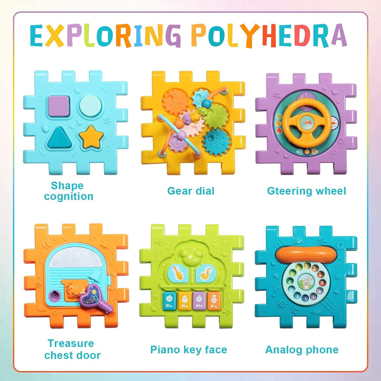 Generic Activity Cube Toys, Baby Musical, Educational Learning Music and Light Up, 6 in 1 Electronic Shape Sorter, Montessori Toys, Bead Maze, for Kids Toddler Infant First Gifts, 1 2 3 Boys Girls image number 3