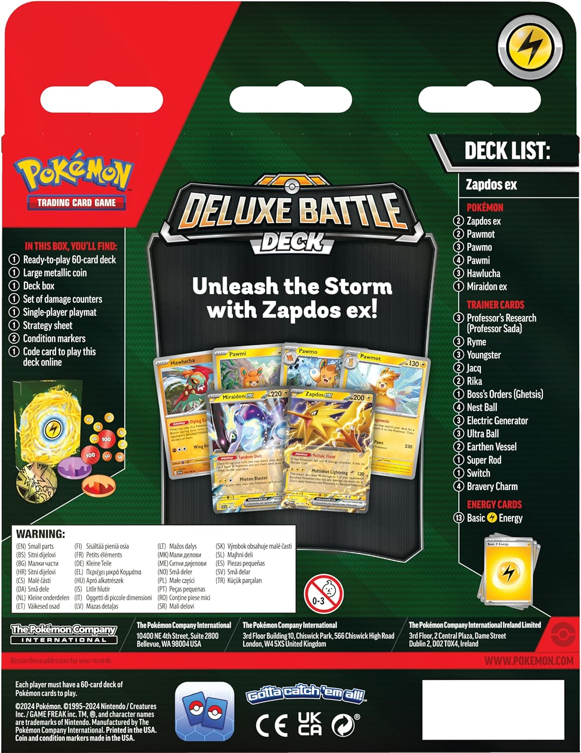 Pok&eacute;mon TCG: Zapdos Ex Deluxe Battle Deck (Ready-To-Play 60-Card Deck & Accessories)