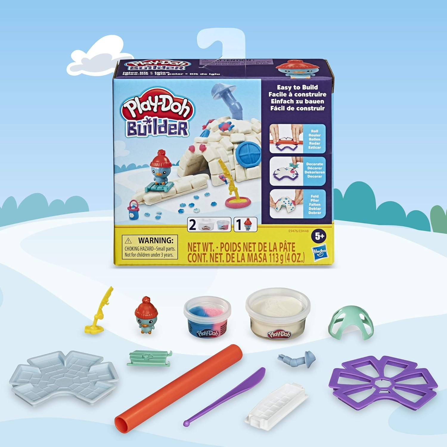Play-Doh Builder Igloo Mini Animal Building Kit for Kids 5 Years and up with 2 Play-Doh Cans, Non-Toxic - Easy to Build DIY Craft Set