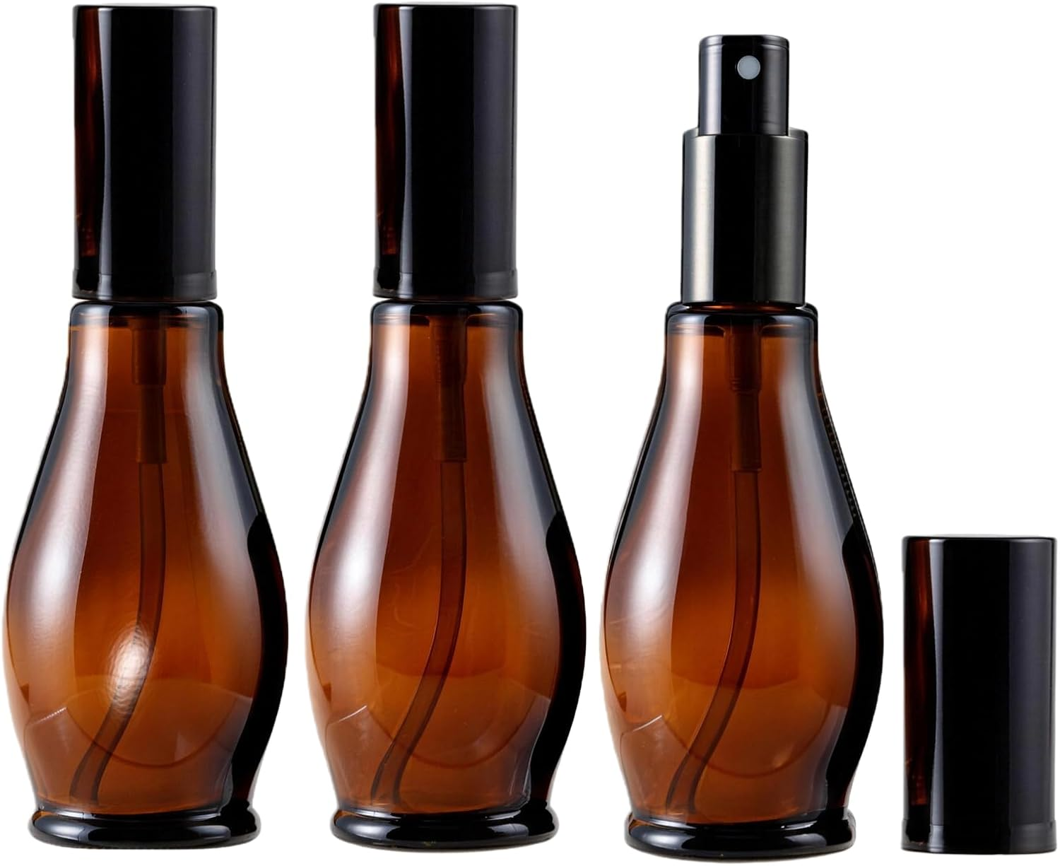 3 Pack Amber Glass Spray Bottles Refillable Fine Mist Spray Container with Black Atomizer and Cap for Essential Oil Perfume Aromatherapy Cosmetic image number 6