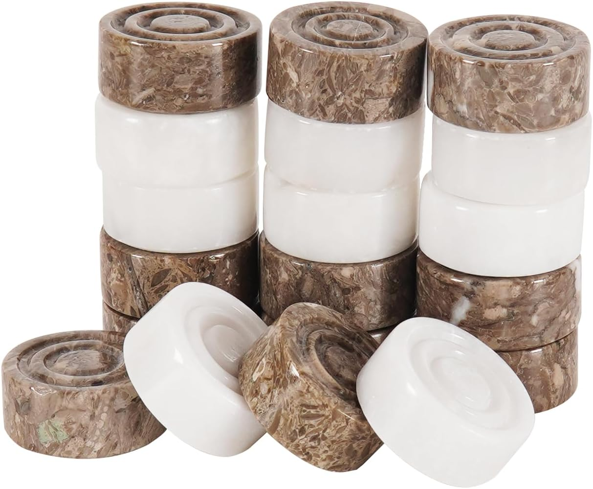 Radicaln Marble Checker Figures 1.25'' Inches Black and Coral Handmade Outdoor Board Game Draughts Checker Travel Chess Set Classic Board Game Checkers Outdoor Games