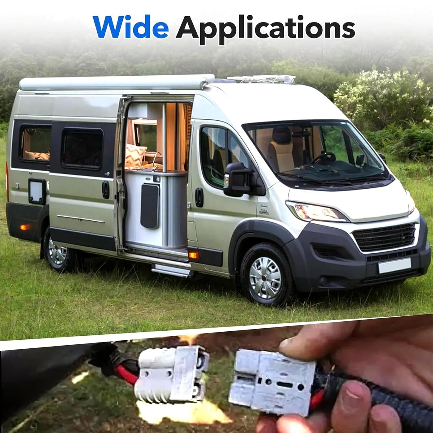 2Pcs Anderson Plug Connector ，Quick Connectors ，Anderson Plug Extension Cable,Lead 50Amp ，10 AWG 6Mm Automotive Cable for Car Battery,Automotive Accessories Battery Extension Cables(1Pcs)