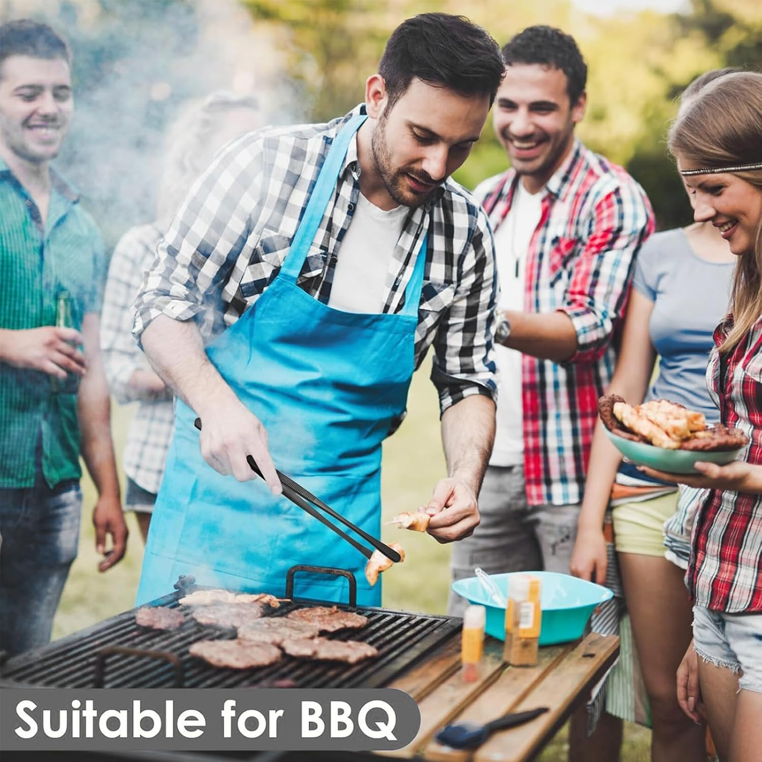 4 Pcs Black Stainless Steel Kitchen Tweezers Tongs, 25 CM & 30 CM Culinary Precision Straight Tongs, Serrated Tip and round Tip Tweezer Set for Cooking, Bartending, BBQ, and Repairs image number 1